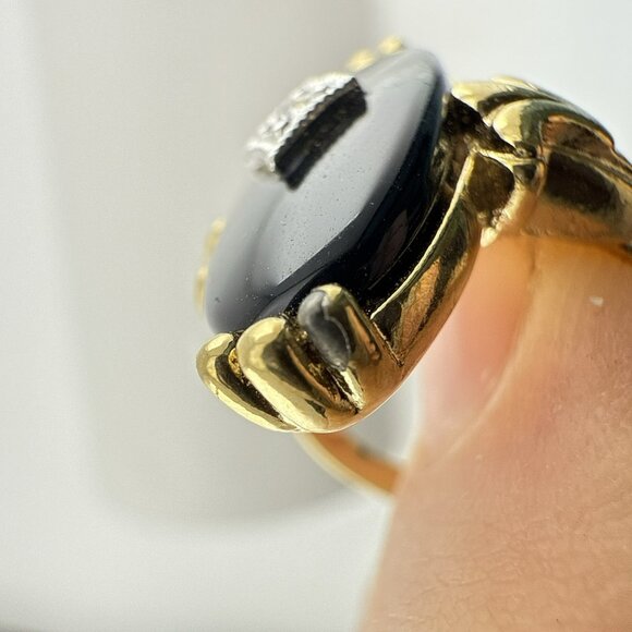 Vintage Avon Ring Black Onyx Victorian Collection 1983 Pinky Ring sz 4.75-5 - Picture 12 of 12